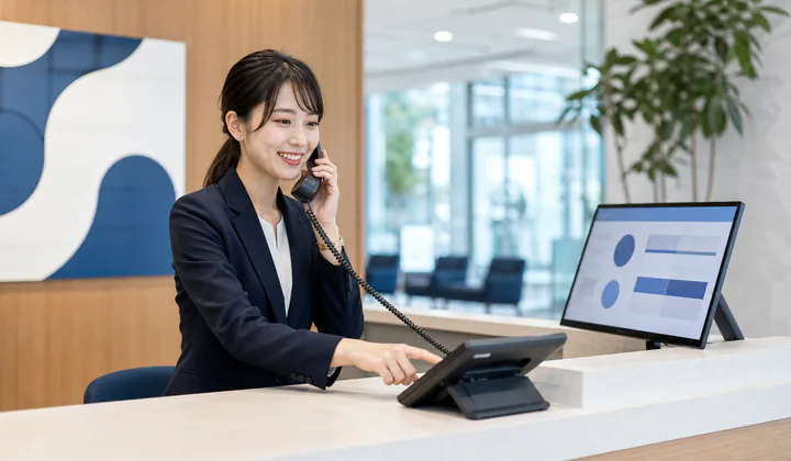 代表電話の一次受付と担当者取次ぎの業務イメージ